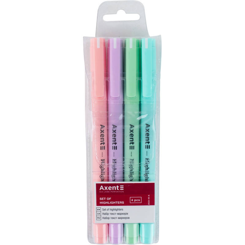 

Маркер Axent Highlighter Pastel 2533-40-A, 2-4 мм, клиновидный, набор