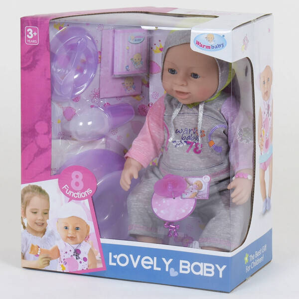 

Пупс функциональный Warm Baby интерактивный большой 42 см 8 функций кукла игрушка с аксессуарами (9930)