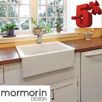 

Полувстраиваемая гранитная мойка в стиле Прованс 595х630х217 Marmorin EWIT, Белый