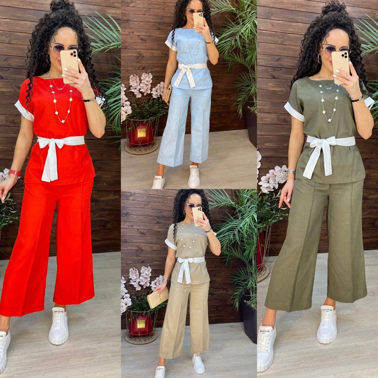 

Костюм женский льняной с кюлотами