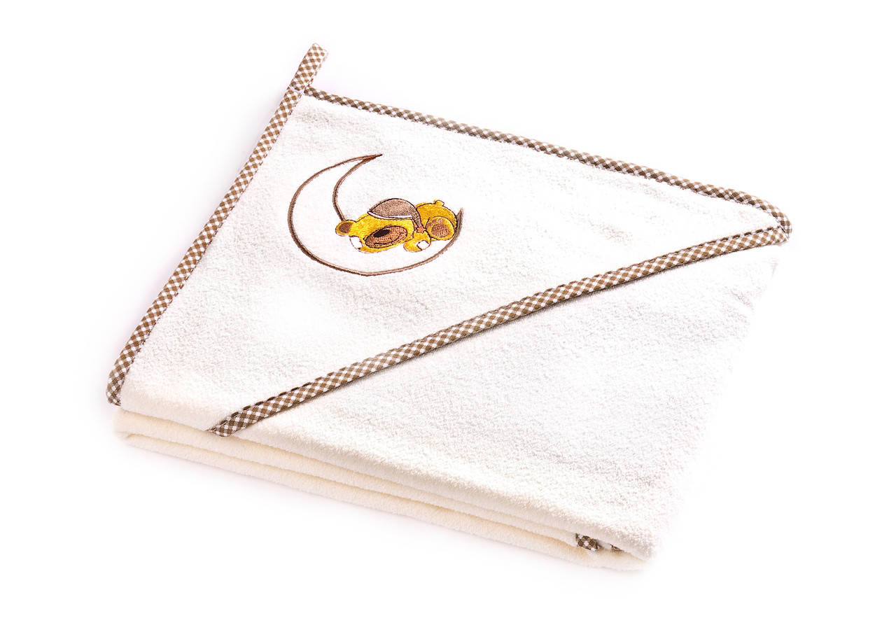 

Детское махровое полотенце с уголком Sensillo Медвежонок Ecru, Бежевый