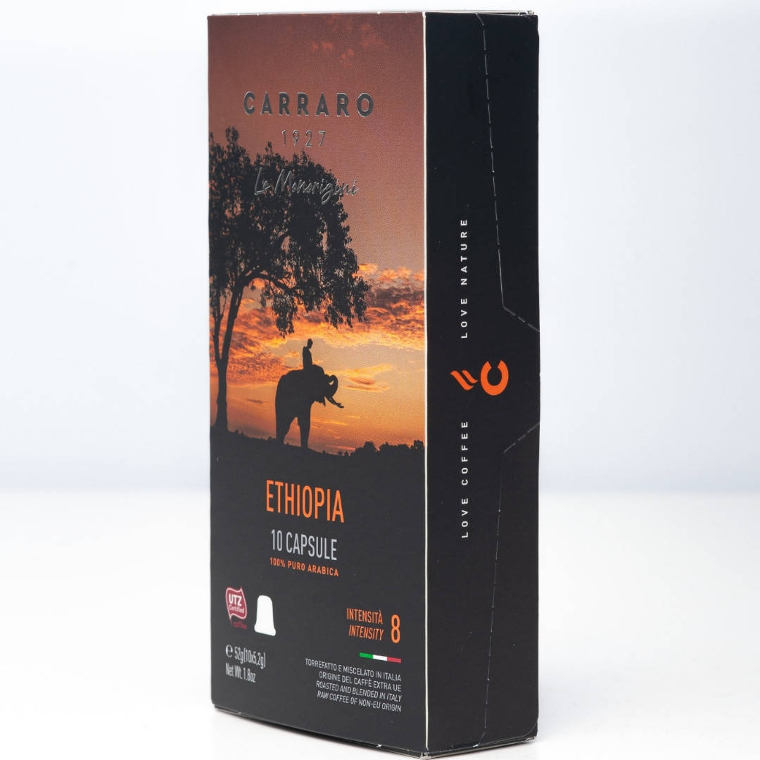 

Кофе в капсулах Nespresso Ethiopia 100% арабика , моносорт 10 капсул.Carraro caffe S.p.A Italia
