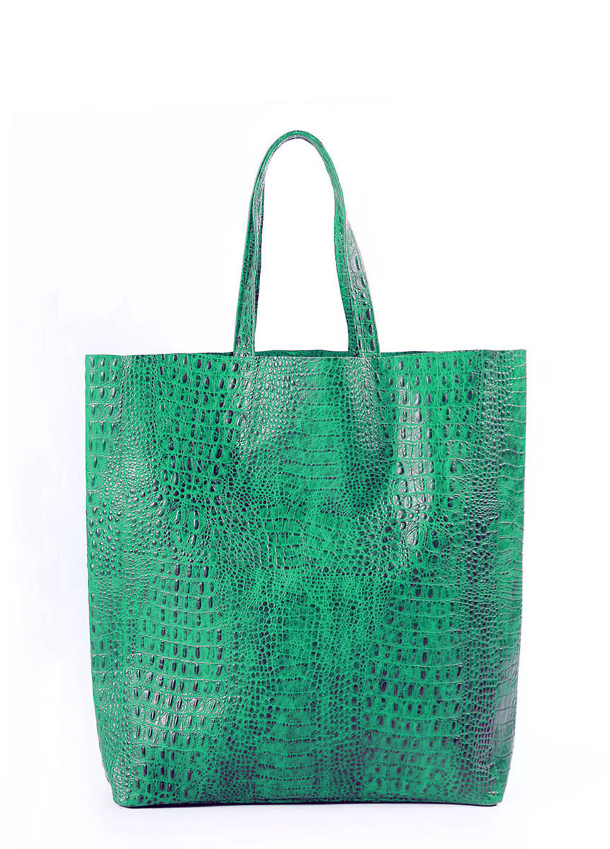 

Женская кожаная сумка POOLPARTY LEATHER CITY CROCO GREEN зеленая, Зелёный