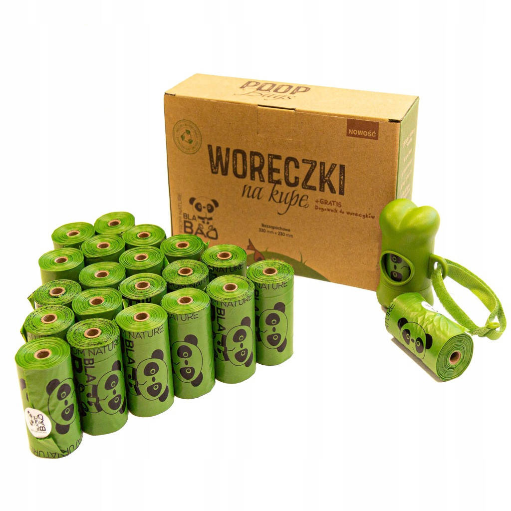 

Пакеты для уборки сбора фекалий собак 300 шт BlaBao + дозатор для пакетов, Зелёный