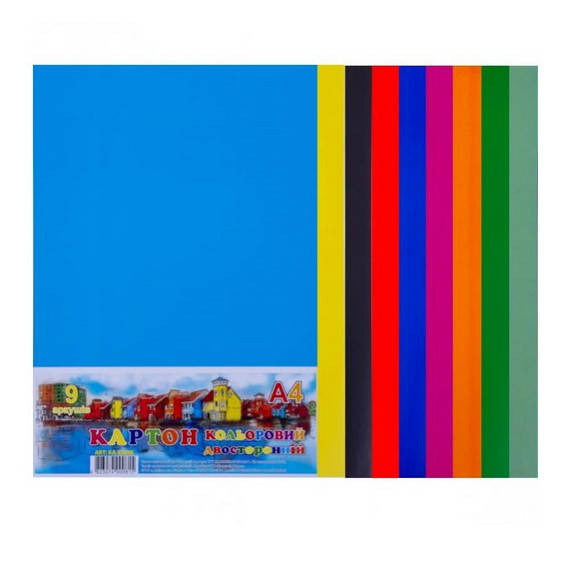 

Картон для творчества цветной "Офорт" 9 цветных листов, А4