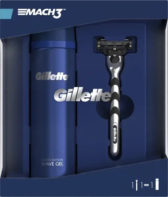 

Подарочный набор для мужчин Gillette Бритва Mach3 + Гель для бритья 200 мл
