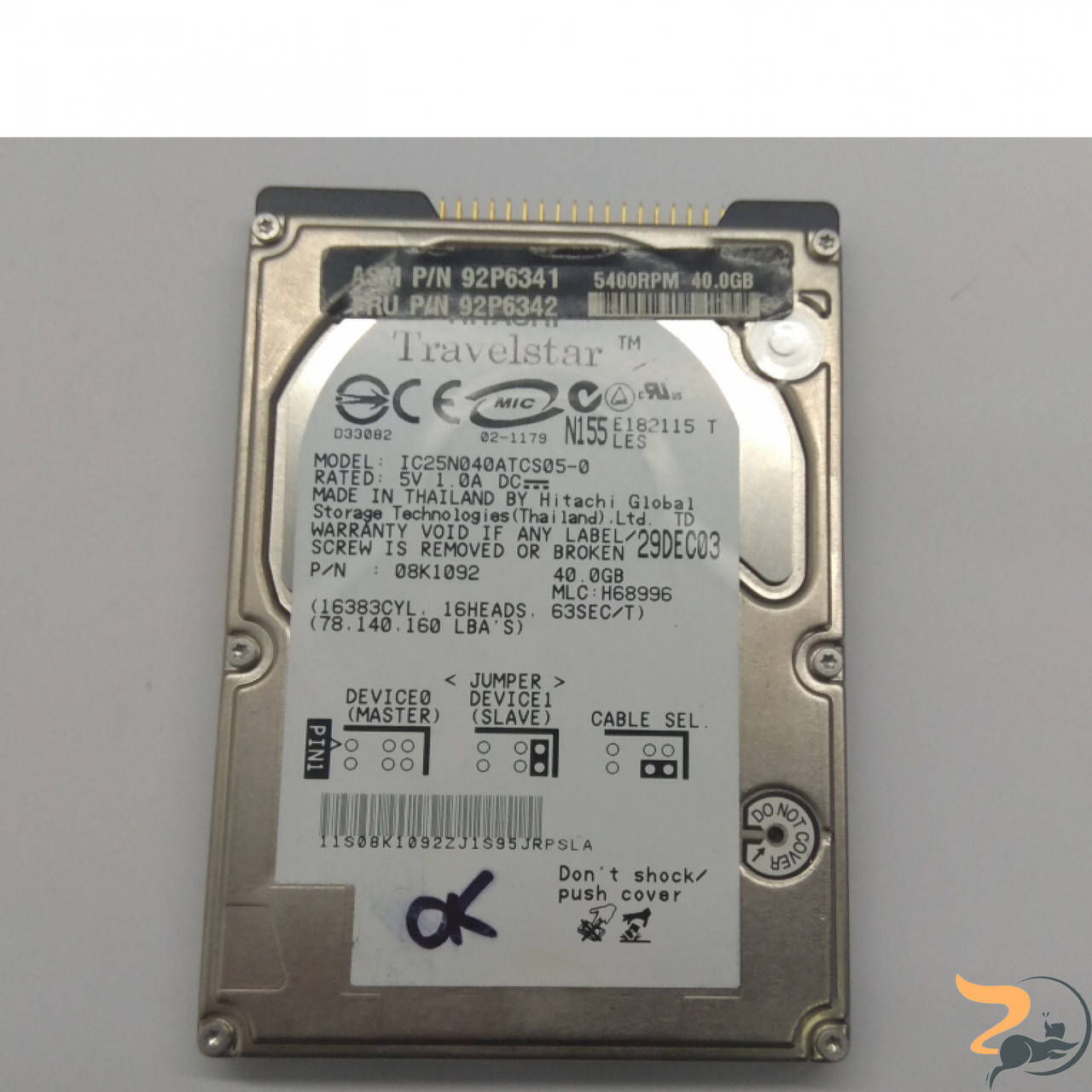 

Жорсткий диск 40GB 2.5", IDE, Hitachi, Samsung, Toshiba, Fujitsu, протестований, гарантія, Б/В