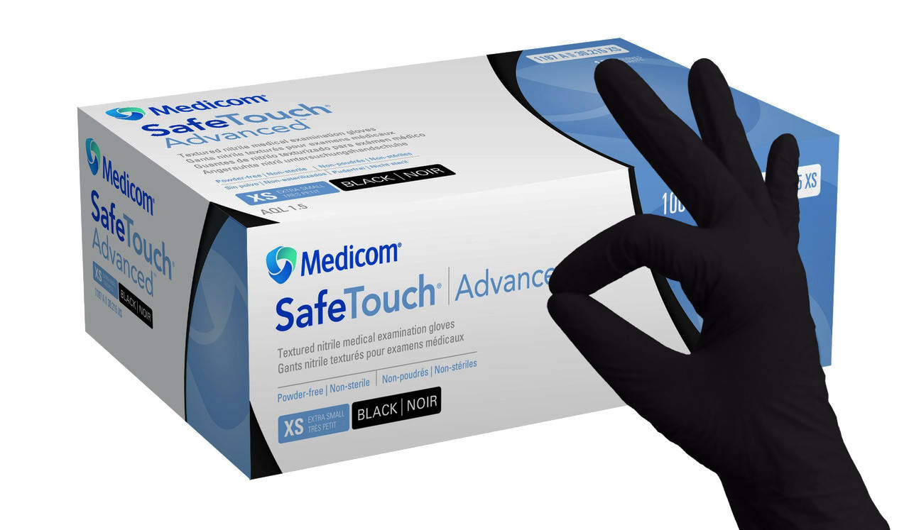

Нитриловые перчатки L (8-9) черные Medicom SafeTouch Advanced Black, Черный