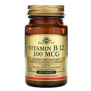 

Витамин В12, Vitamin B12, Solgar, 100 mcg, 100 Tablets (SOL-03180)