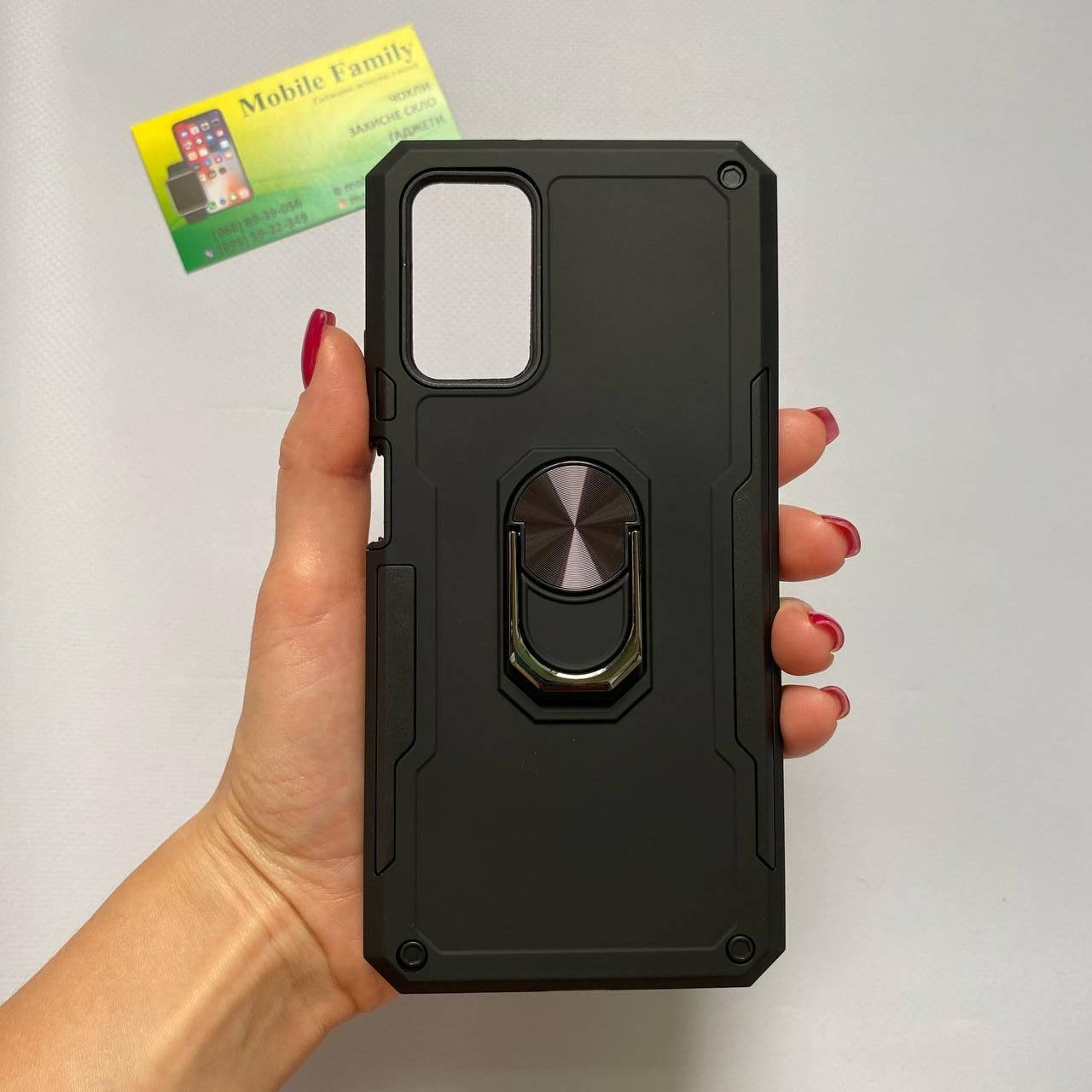

Чехол противоударный с кольцом Redmi 9T чохол редмі 9т броня, Черный