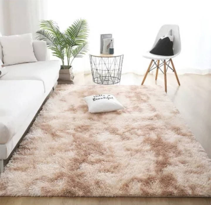 

Пушистый прикроватный коврик Травка 150*200 бежевый