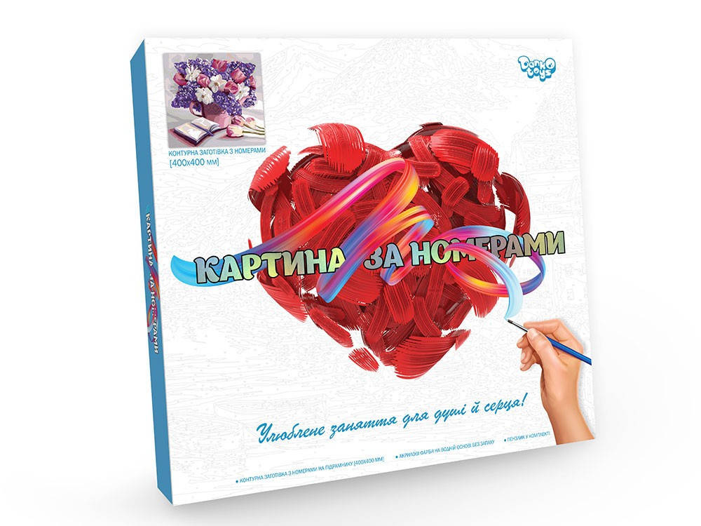 

Креативна творчість "Картина за номерами на полотні" 40см*40см укр №10 Букет