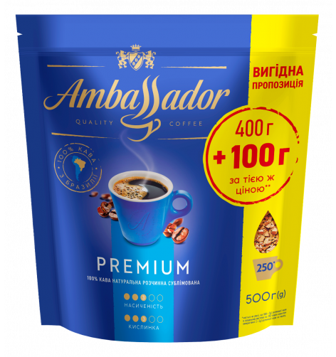 

Растворимый кофе сублимированный Ambassador Premium 500 гр.