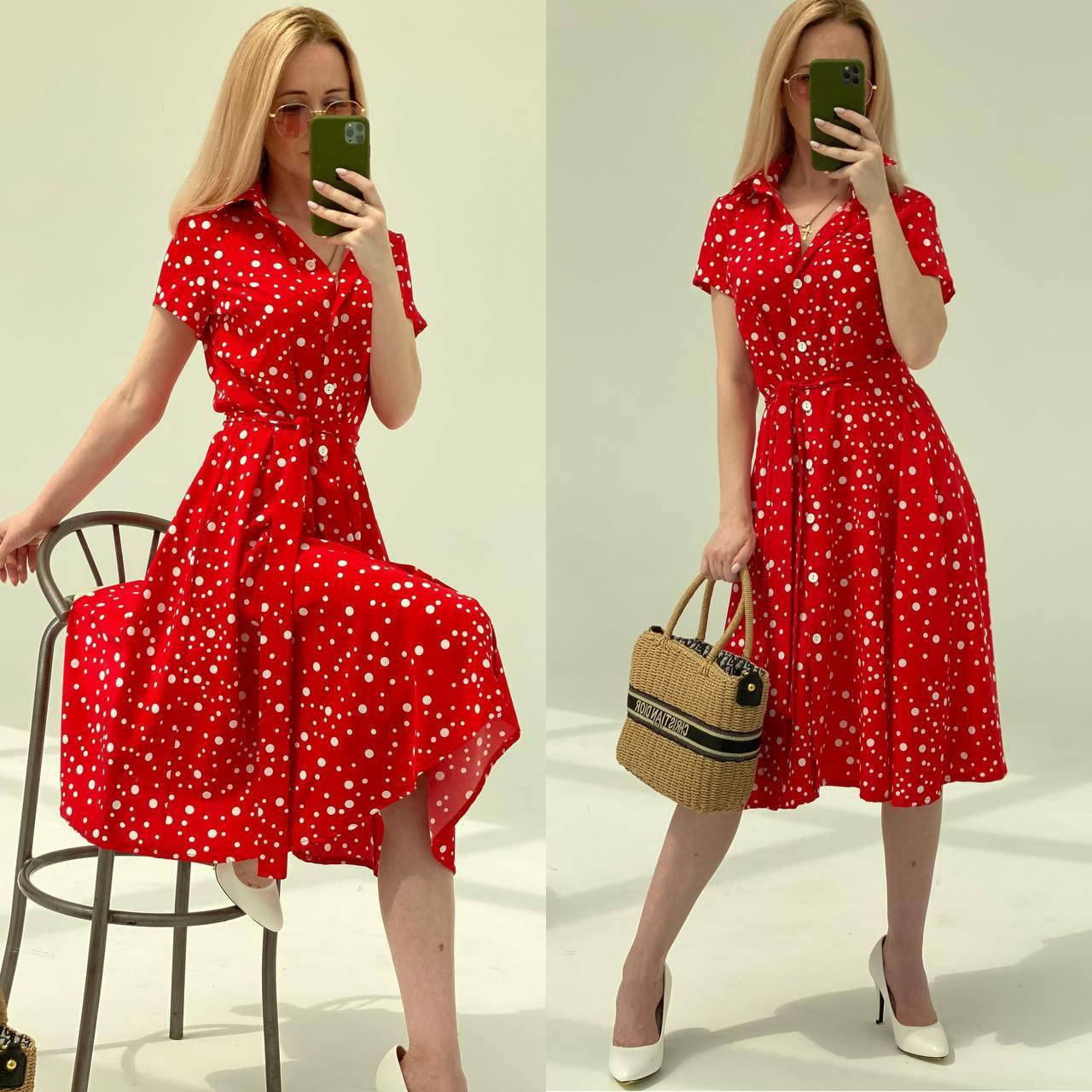 

Женское платье в горошек , ткань : турецкий софт СИ-1518