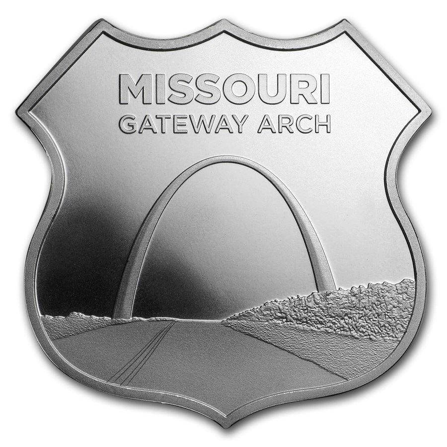

Серебряный раунд "Иконы Маршрута 66 - Миссури" ( ROUTE 66 ) 31,1 грамм