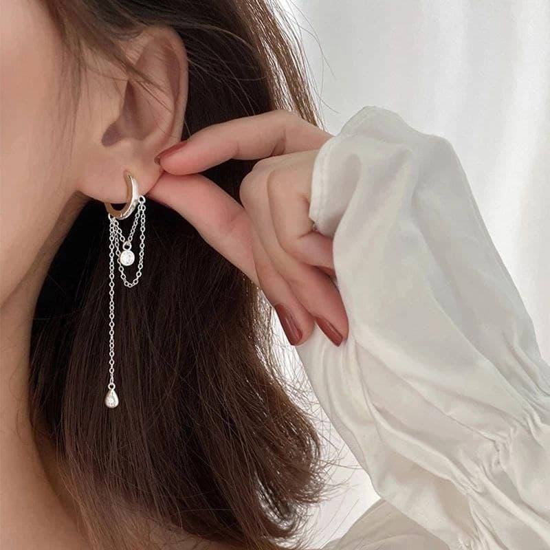 

Серьги женские с камнями, длинные женские серьги с цепочкой