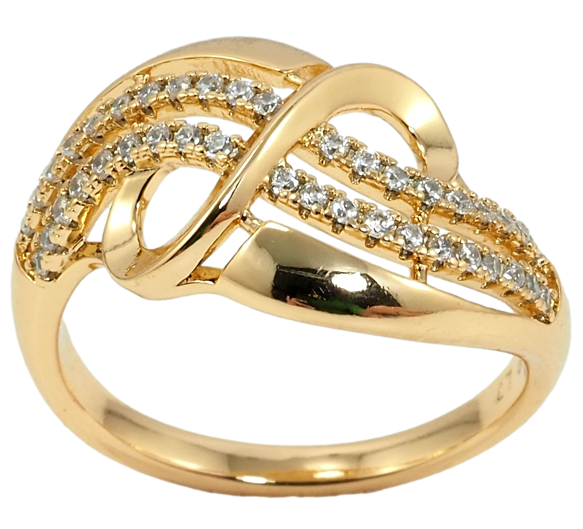 

Кольцо Xuping Позолота 18K "Орнамент с дорожками циркония" р.17,17.5