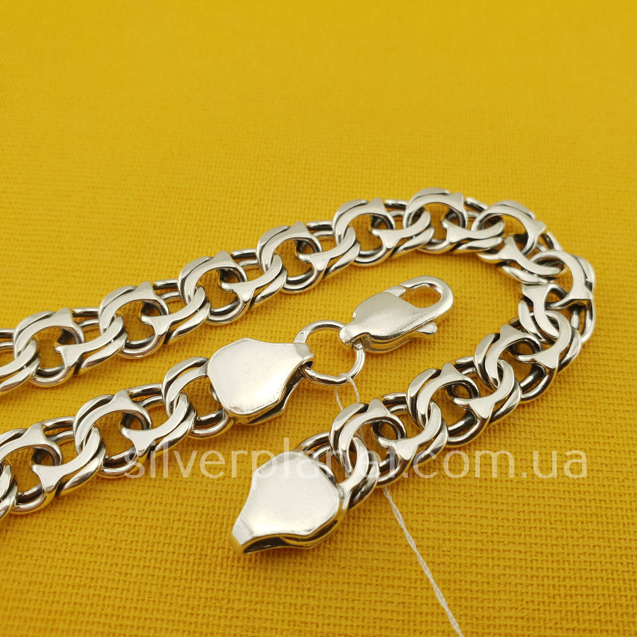 

Серебряный браслет 22 см. Звено 8,5 мм плетение бисмарк