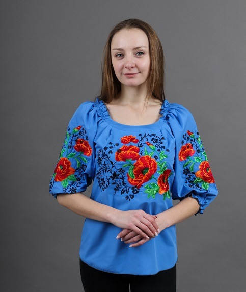 

Голубая вышиванка "Современная" для женщин и девочек-подростков Темно-голубая р.S, Голубой