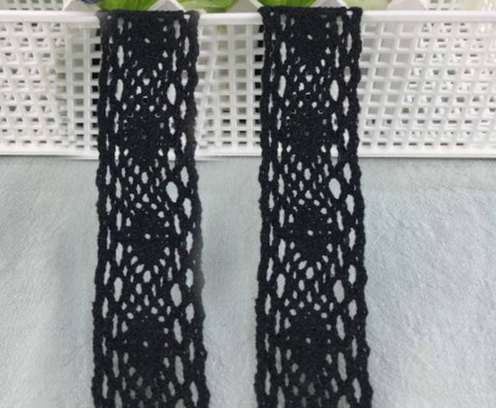 

Кружево натуральное хлопок (лен) 3,8см Цвет - черный цвет, Белый