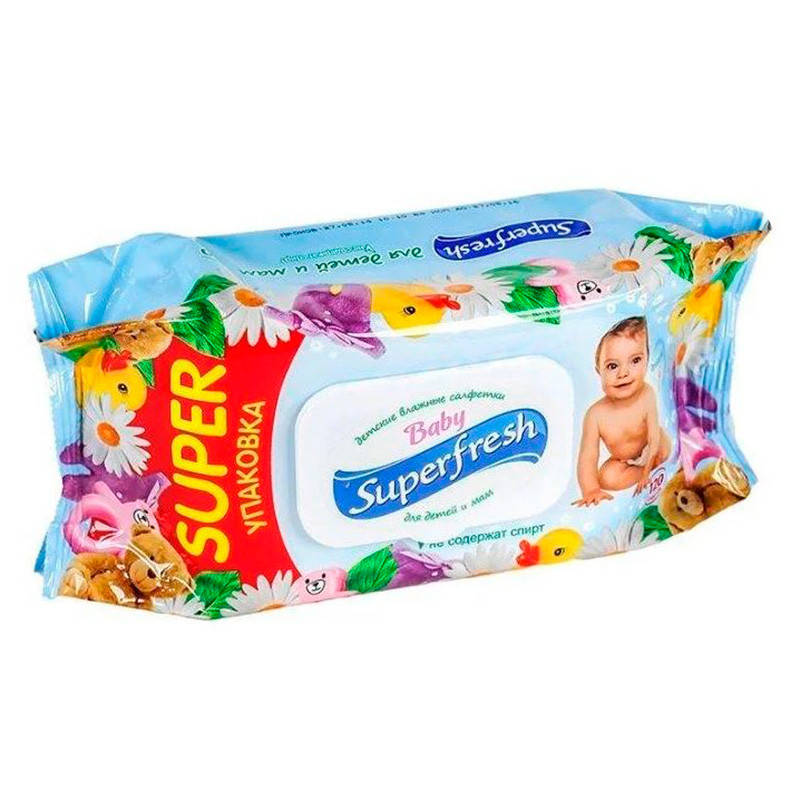 

Салфетки влажные детские "Superfresh" 120 шт, с клапаном