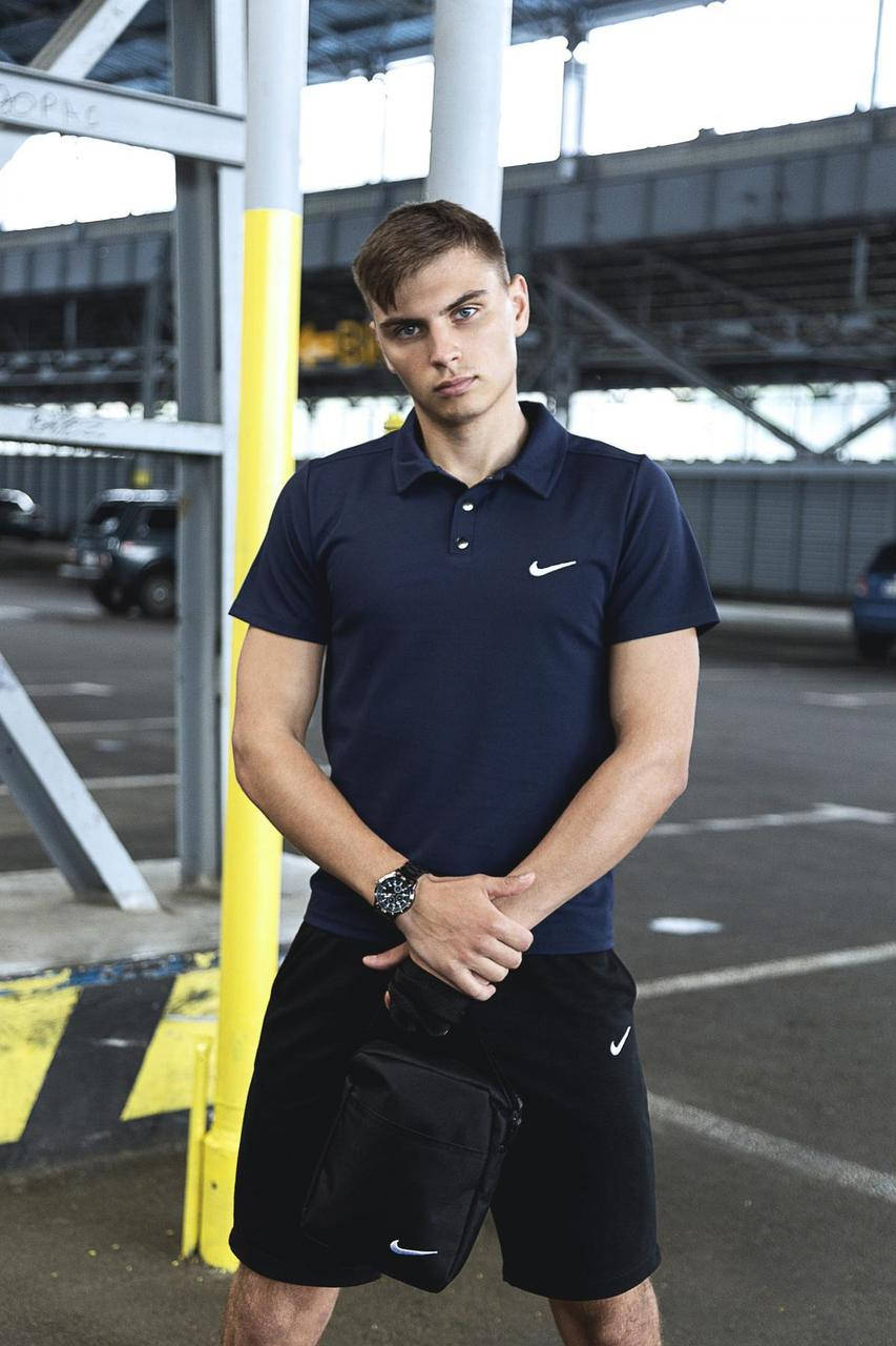 

Комплект Nike поло синее и шорты черные + Барсетка в подарок