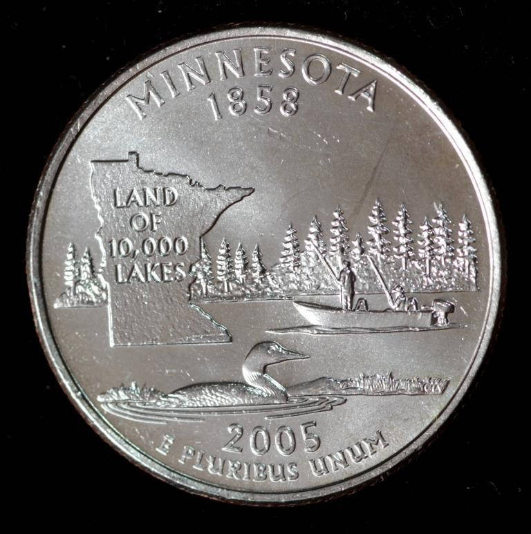 

Монета США 25 центов 2005 г. Миннесота