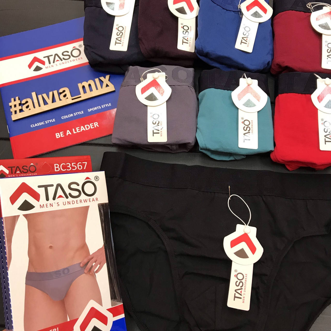 

Мужские хлопковые плавки на спортивной резинке TASO 2XL, Черный