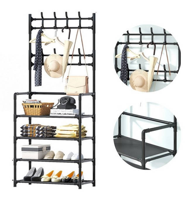

Вешалка для одежды "New simple floor clothes rack" (60х30х151 см.), Черный