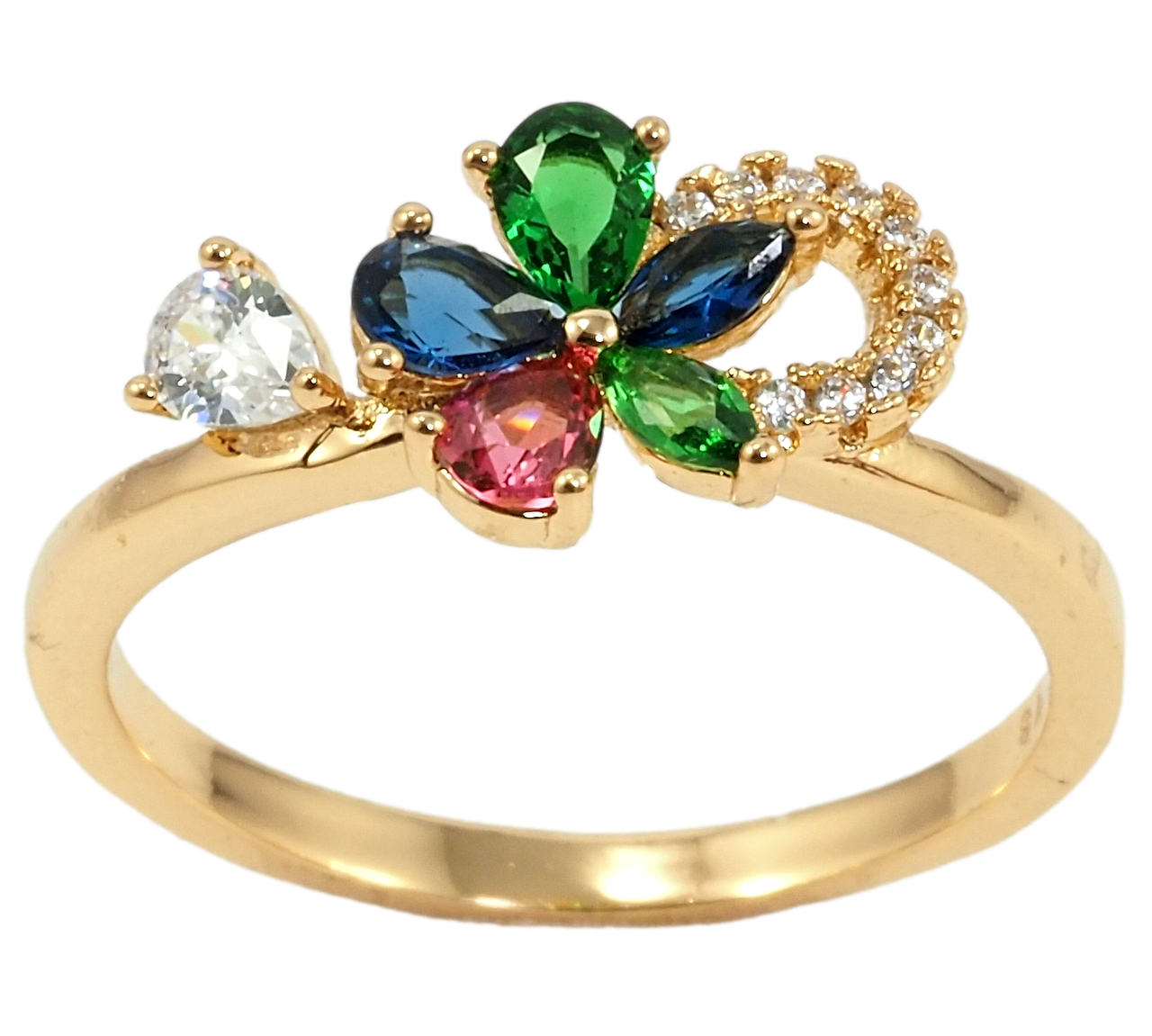 

Кольцо Xuping Позолота 18K "Цветочек из разноцветных фианитов" р.16,17,17.5,18.5,19