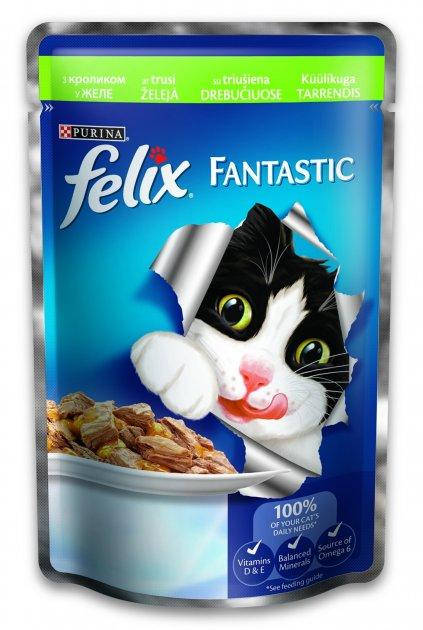 

Влажный корм Felix Fantastic для кошек, с кроликом в желе 85г*26шт