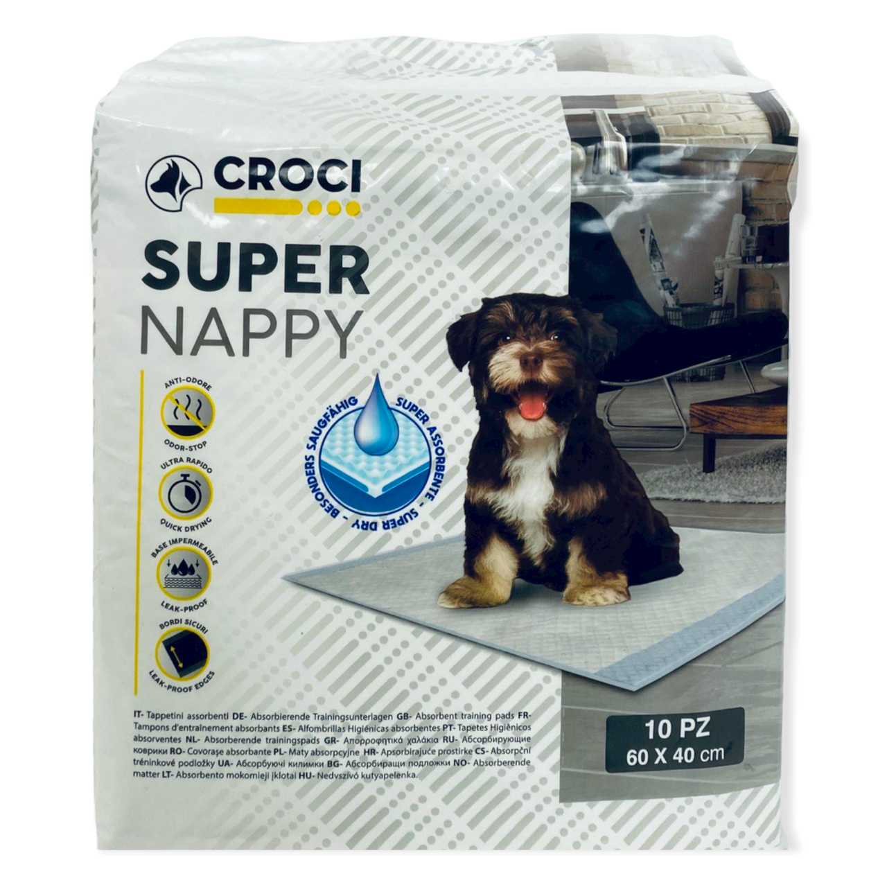 

Одноразовые пеленки для собак 60*40 см Croci Super nappy 10 шт/уп