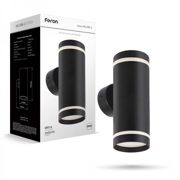 

Накладной настенный светильник бра Feron ML388-2 Черный
