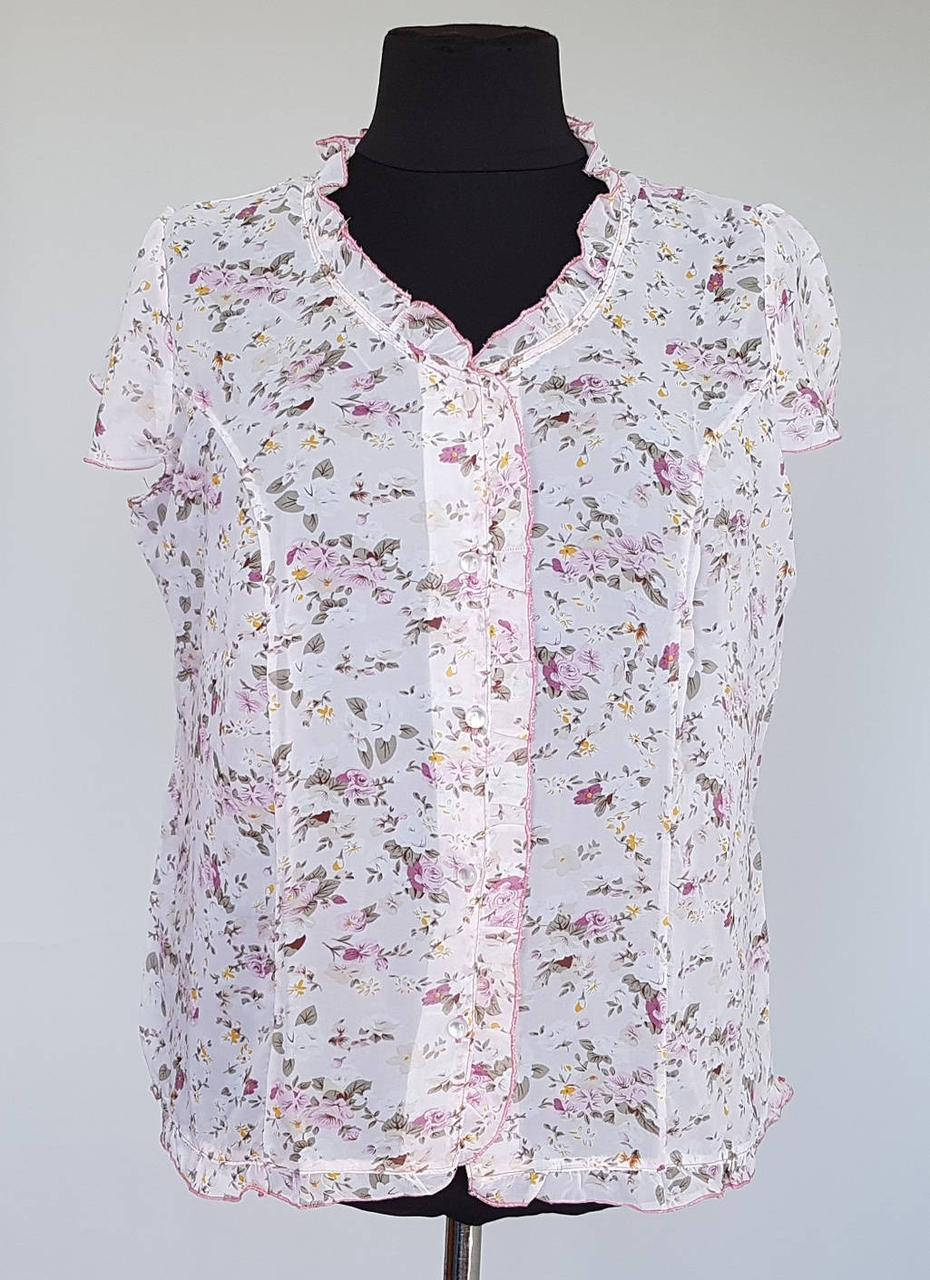 

Летняя шифоновая блузка на пуговицах (50-58 р), Пудра