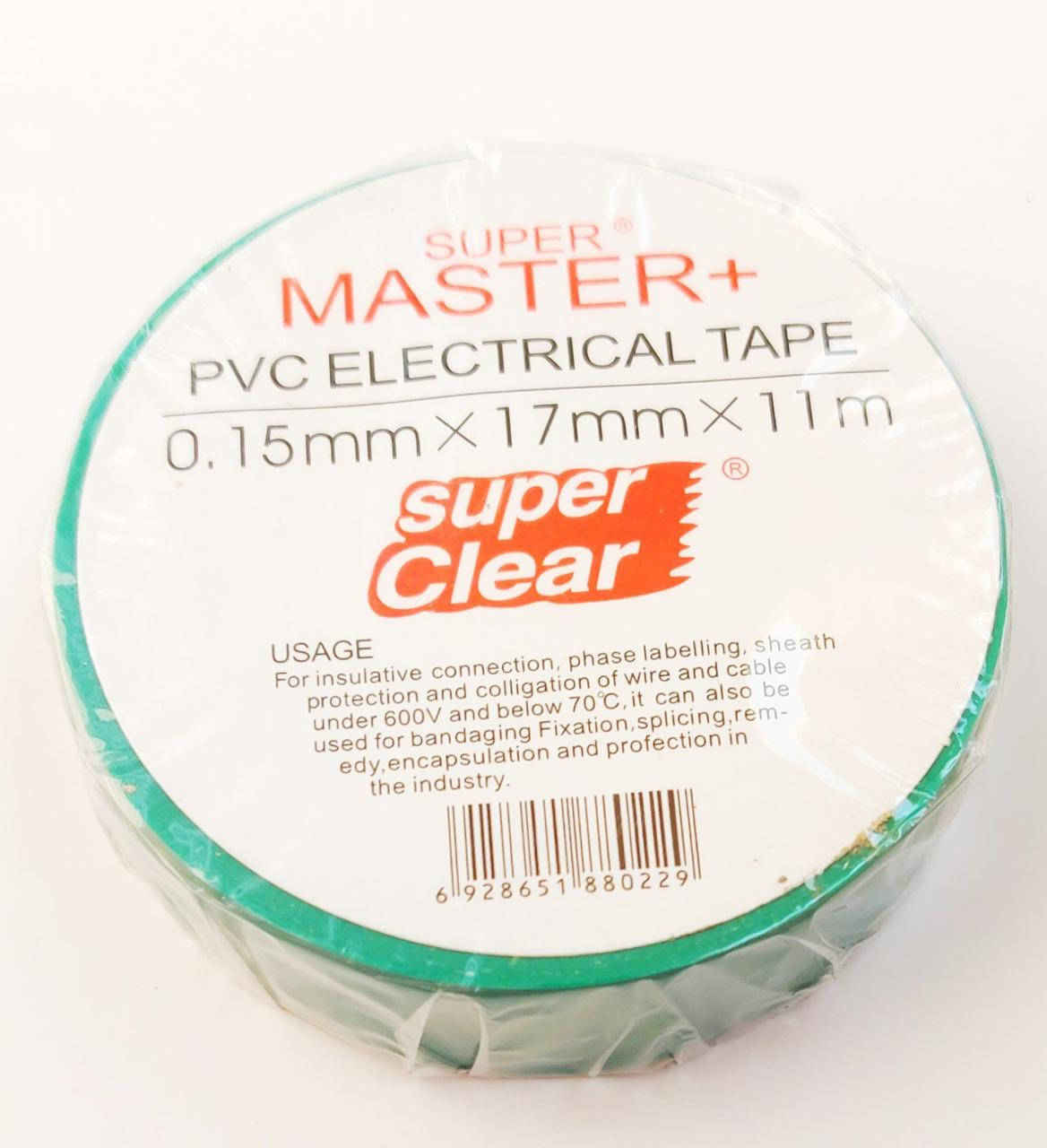 

Изолента ПВХ Super Master+, 11м, 17мм, зеленая.