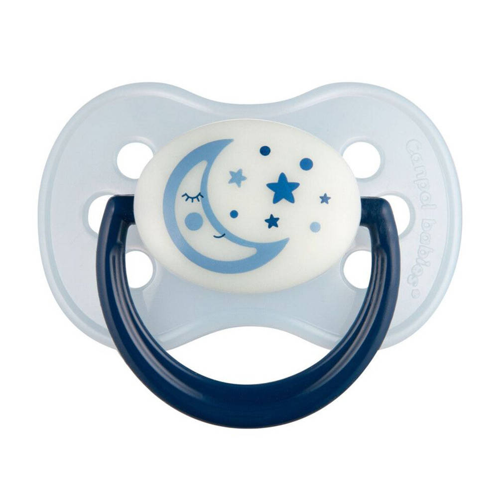 

Пустышка латексная круглая (6-18 мес.) голубая Canpol Babies Night Dreams (5903407226439), Голубой