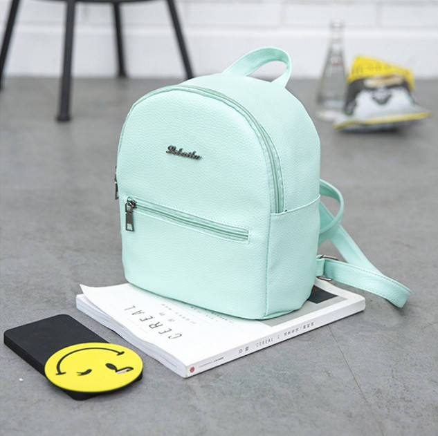 

Яркий женский мини рюкзачок прогулочный, повседневный маленький рюкзак для девушек экокожа Мятный