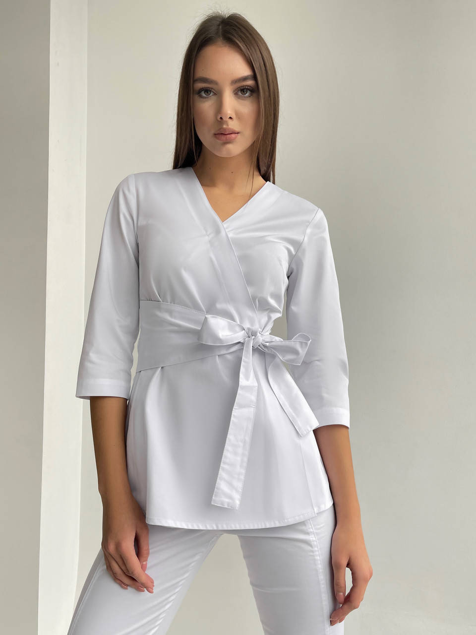 

Куртка медицинская "Сати". Белый. Рукав 3/4. Саталь