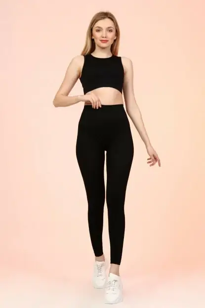 

Черные лосины в рубчик на высокой посадке XS-S, M-L, Черный