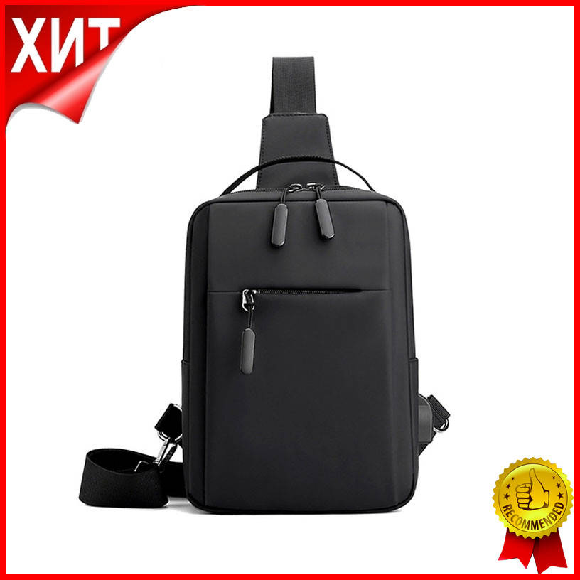 

Рюкзак-сумка однолямочный Lesko LP-060 Black повседневная на одно плечо нагрудная для зарядки USB LuXel-Pro, Черный