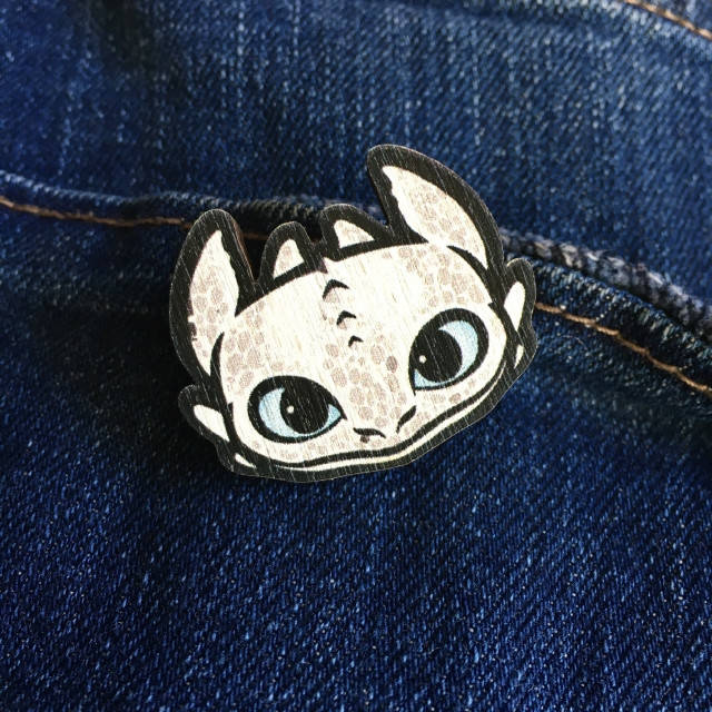 

"Дракон Дневная фурия мордочка (Как приручить дракона)" брошь деревянная с уф-печатью