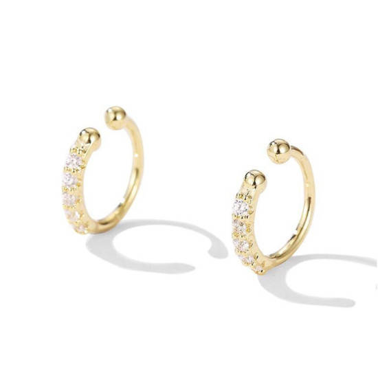 

Серьги-клипсы Finding В форме буквы C каффа стразы Золотистый 11 мм