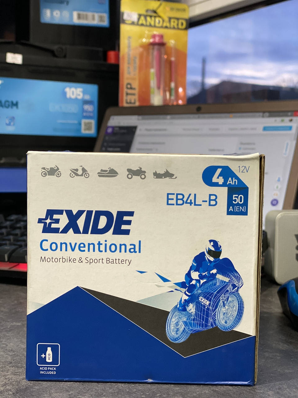 

Мото аккумулятор EXIDE EB4L-B