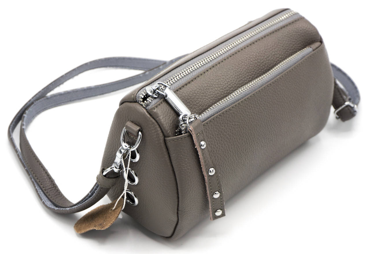 

Cумка женская из кожи NiceBags V2882-3W - Серая, Серый