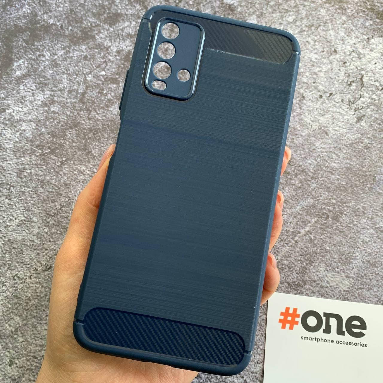 

Чехол для Xiaomi Redmi 9T противоударный плотный карбоновый чехол на сяоми редми 9т синий PLS