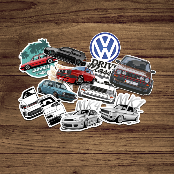 

Набор стикеров VW 10шт №1. Влагостойкие наклейки на авто/мото/ноутбук
