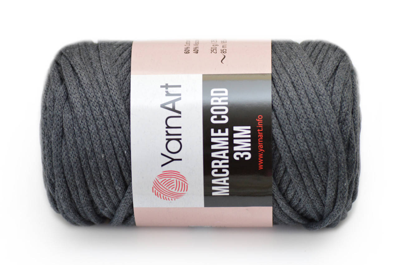

YarnArt Macrame Cord 3mm, Темно-серый №758