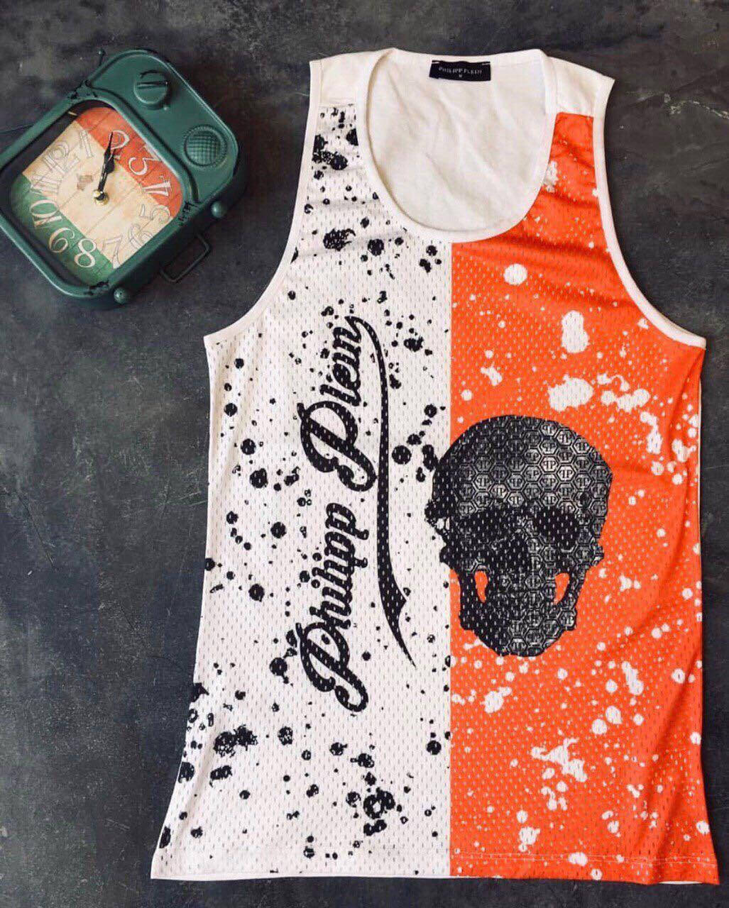 

Майка мужская с принтом Philipp Plein Black Skull XL