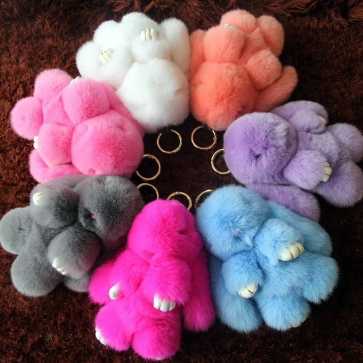 

Брелок из натурального меха Кролик 14см, Разные цвета