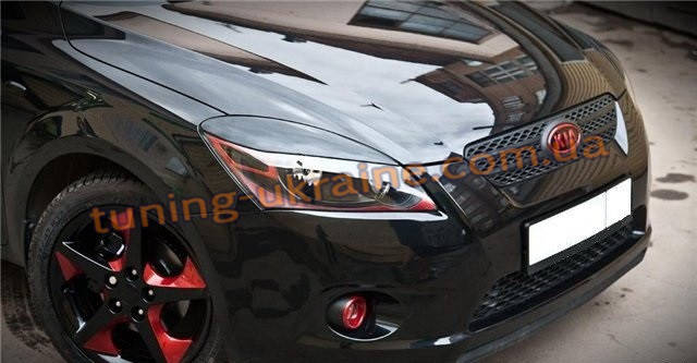 

Реснички на фары широкие из стеклопластика для Kia Ceed 1 2007-2012 хэтчбек, Черный